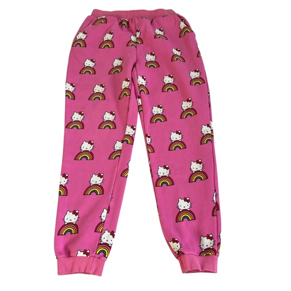Modcloth for Hello Kitty Jogger Sweatpants Fleece Rainbows Pink Size L - Picture 3 of 7